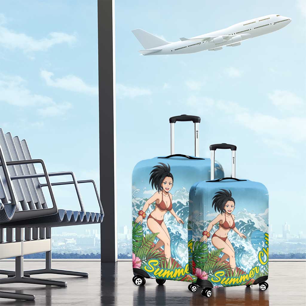 Momo Yaoyorozu Summer Chill Luggage Cover Tropical Anime Surf Adventure