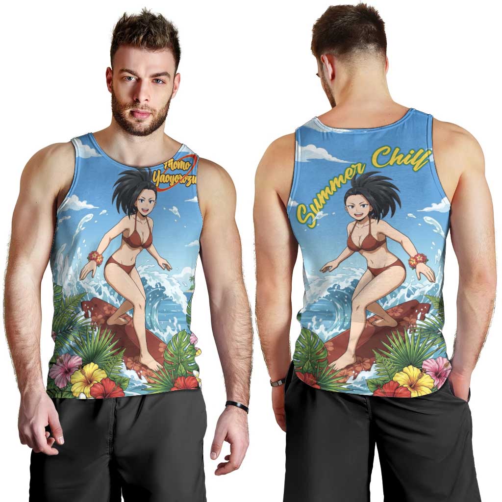 Momo Yaoyorozu Summer Chill Men Tank Top Tropical Anime Surf Adventure