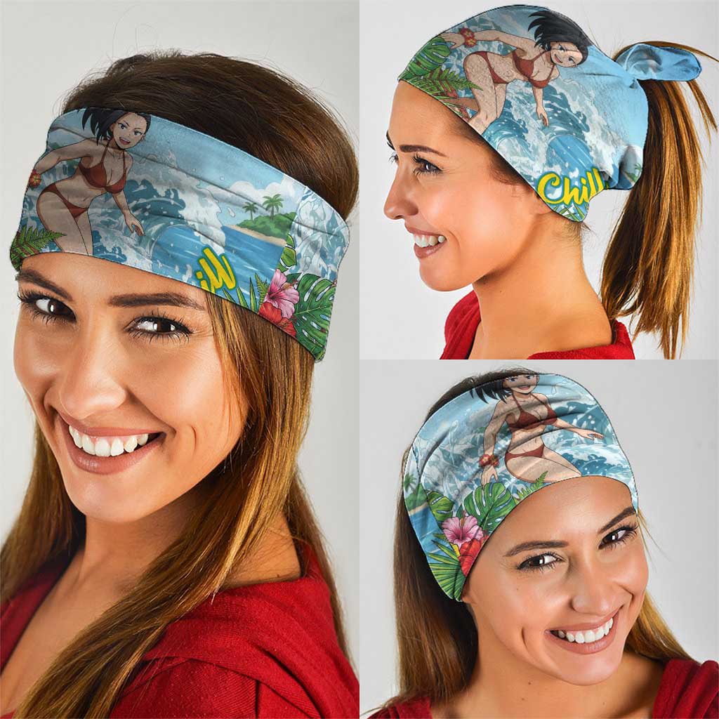 Momo Yaoyorozu Summer Chill Neck Gaiter Tropical Anime Surf Adventure