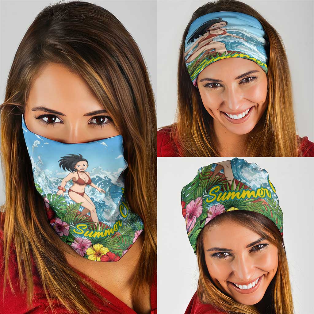 Momo Yaoyorozu Summer Chill Neck Gaiter Tropical Anime Surf Adventure