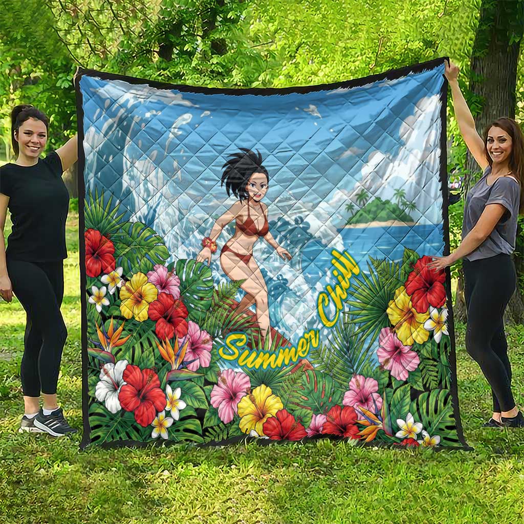 Momo Yaoyorozu Summer Chill Quilt Tropical Anime Surf Adventure