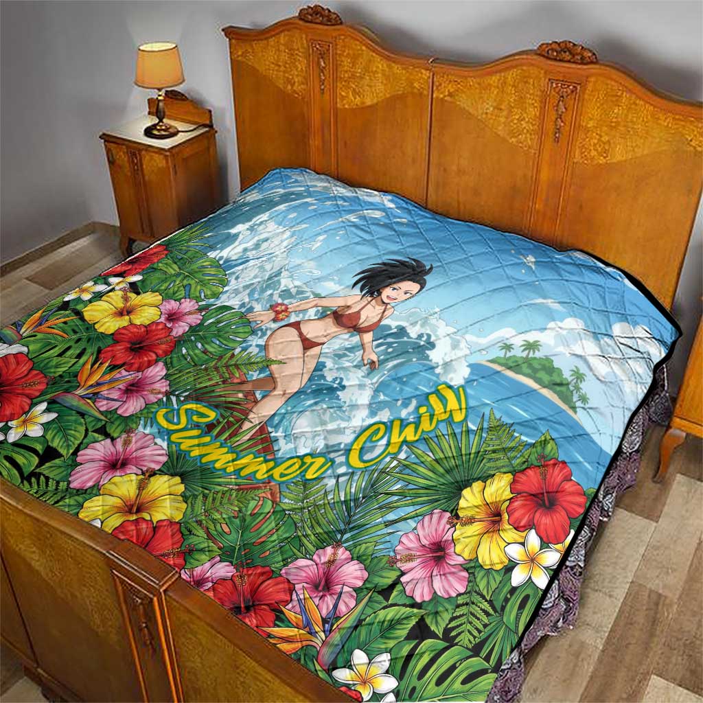 Momo Yaoyorozu Summer Chill Quilt Tropical Anime Surf Adventure