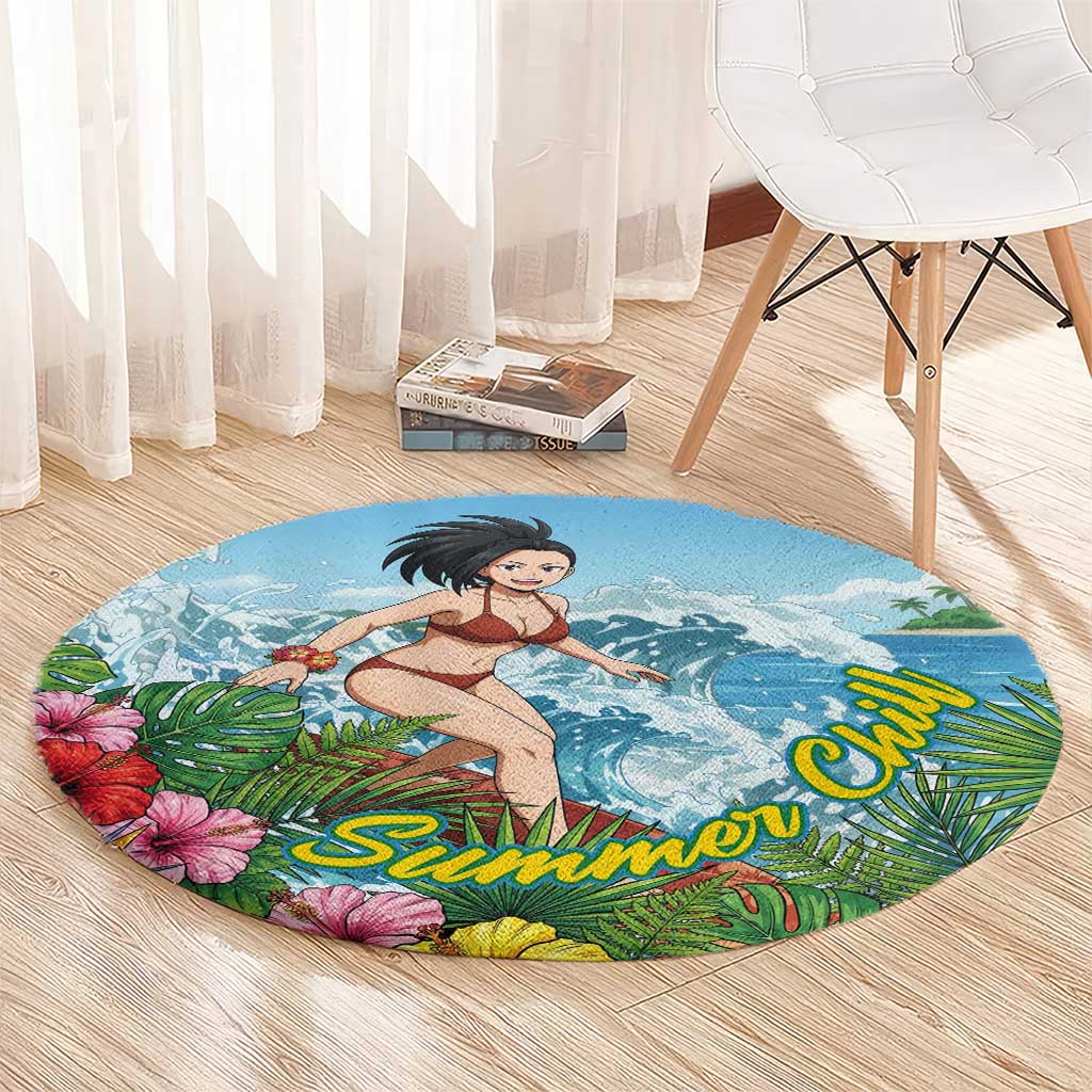 Momo Yaoyorozu Summer Chill Round Carpet Tropical Anime Surf Adventure
