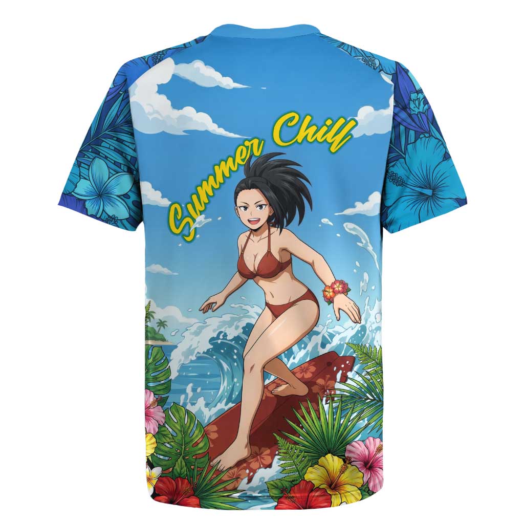 Momo Yaoyorozu Summer Chill Rugby Jersey Tropical Anime Surf Adventure
