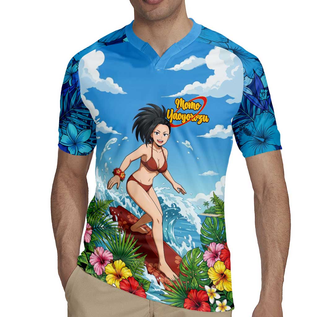 Momo Yaoyorozu Summer Chill Rugby Jersey Tropical Anime Surf Adventure