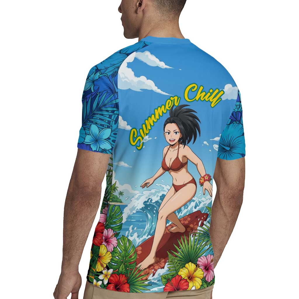 Momo Yaoyorozu Summer Chill Rugby Jersey Tropical Anime Surf Adventure