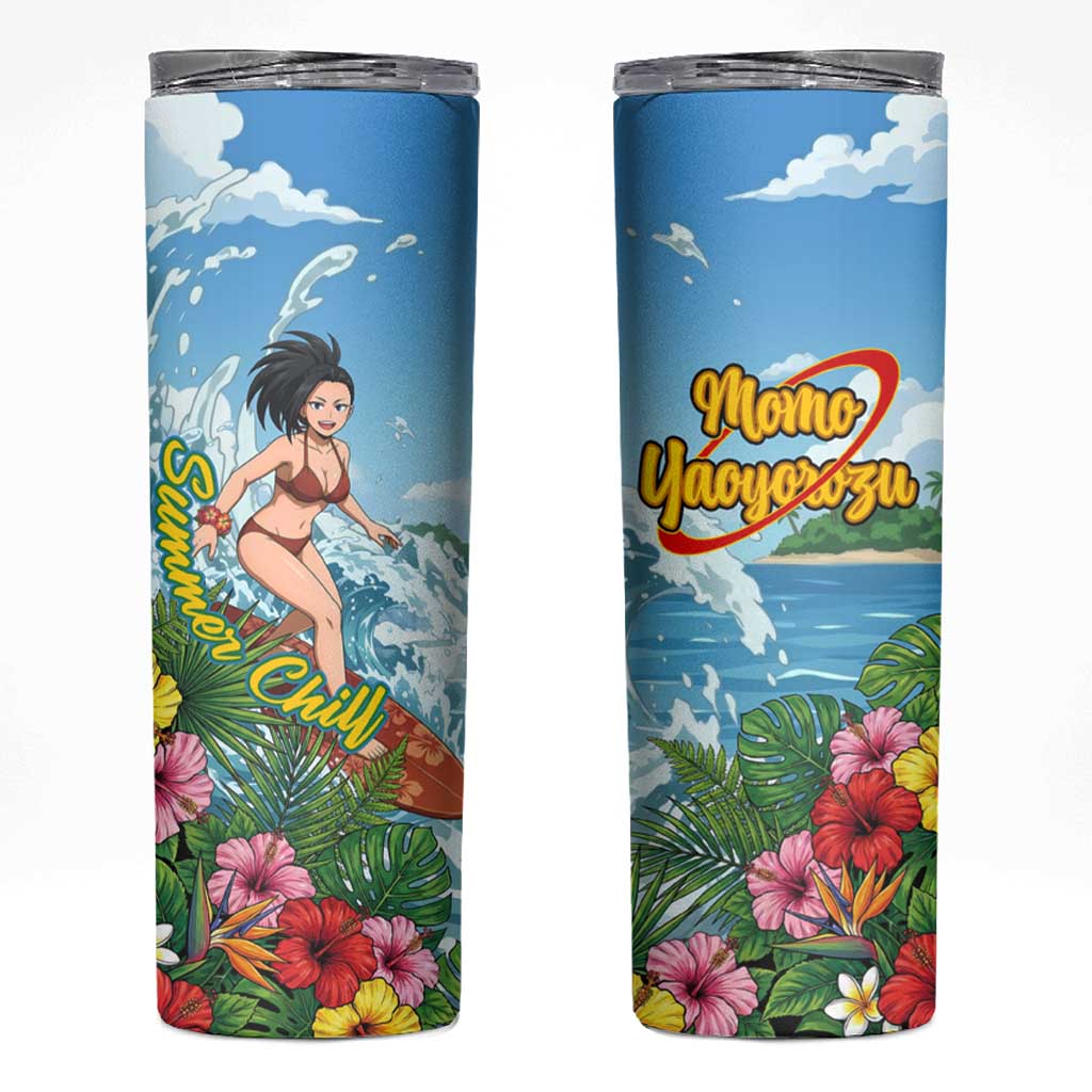 Momo Yaoyorozu Summer Chill Skinny Tumbler Tropical Anime Surf Adventure