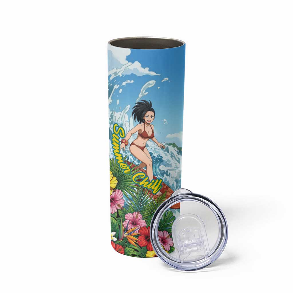 Momo Yaoyorozu Summer Chill Skinny Tumbler Tropical Anime Surf Adventure