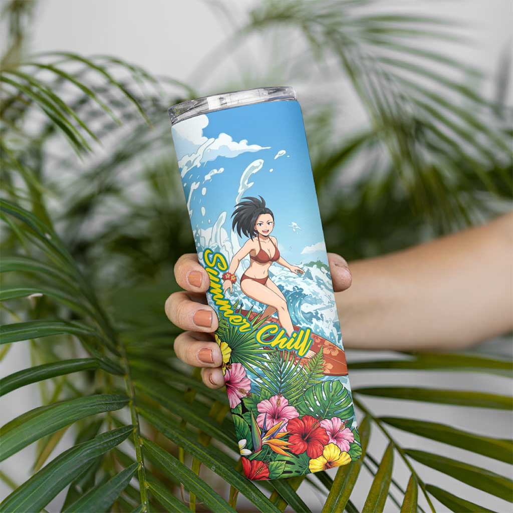 Momo Yaoyorozu Summer Chill Skinny Tumbler Tropical Anime Surf Adventure