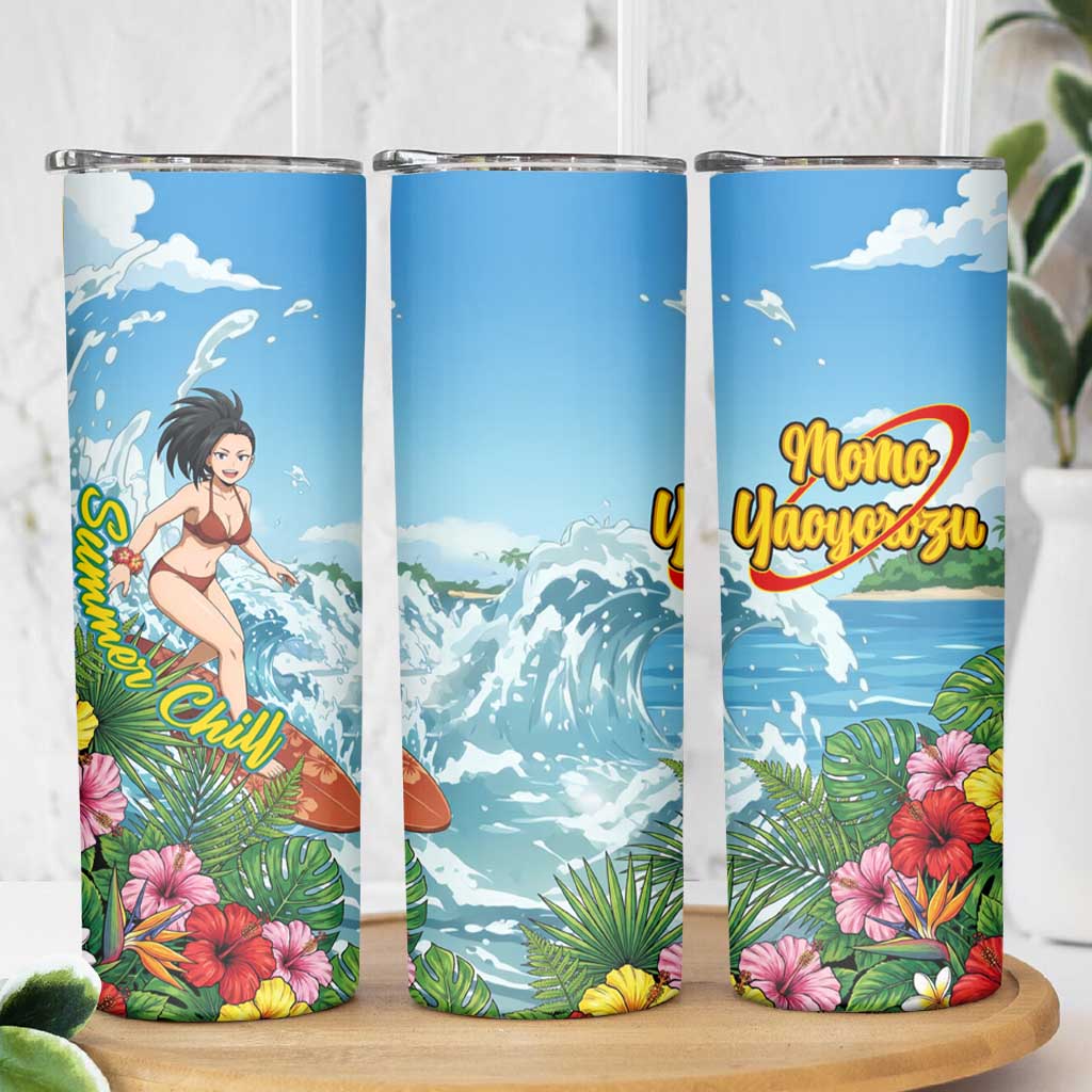 Momo Yaoyorozu Summer Chill Skinny Tumbler Tropical Anime Surf Adventure