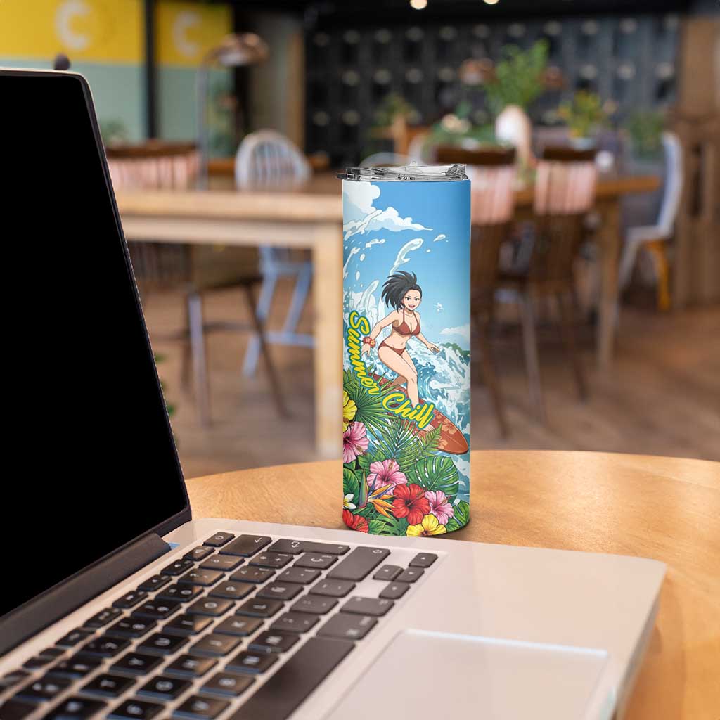 Momo Yaoyorozu Summer Chill Skinny Tumbler Tropical Anime Surf Adventure