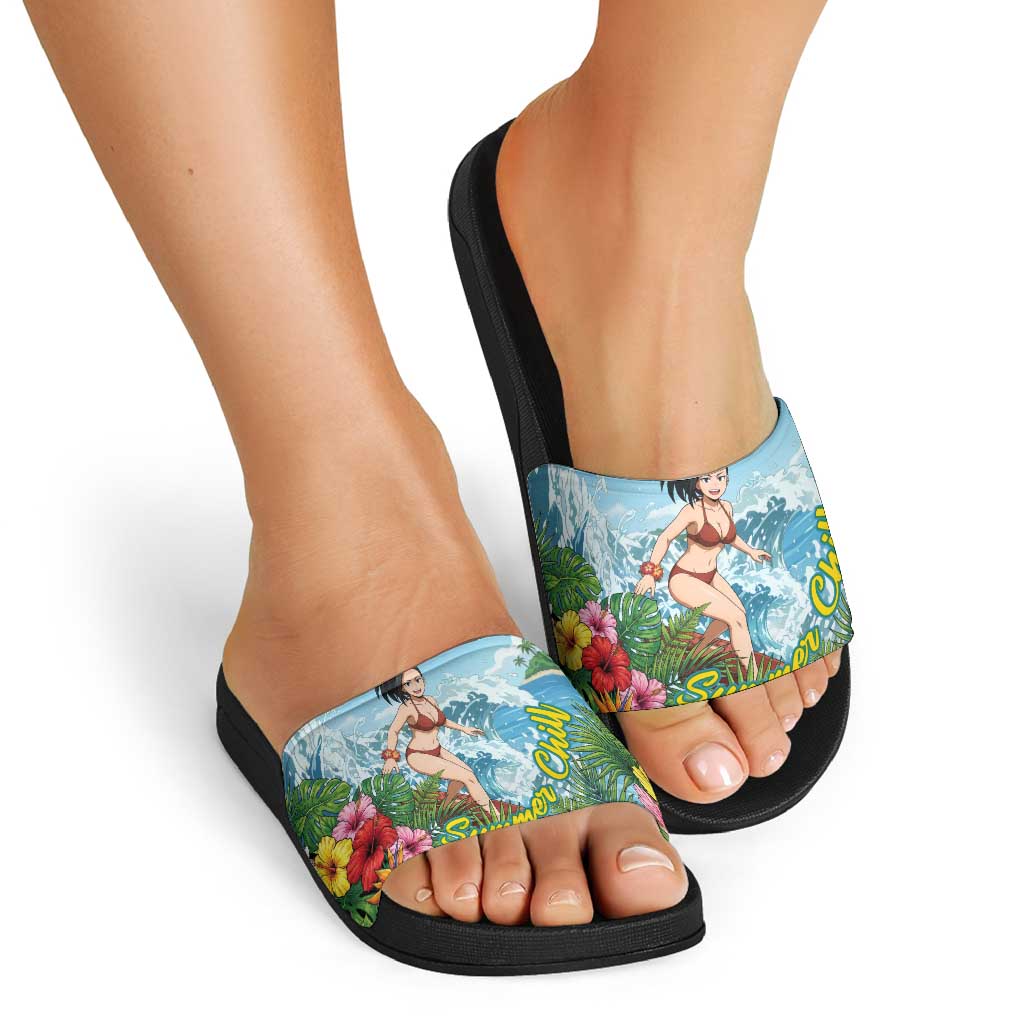 Momo Yaoyorozu Summer Chill Slide Sandals Tropical Anime Surf Adventure