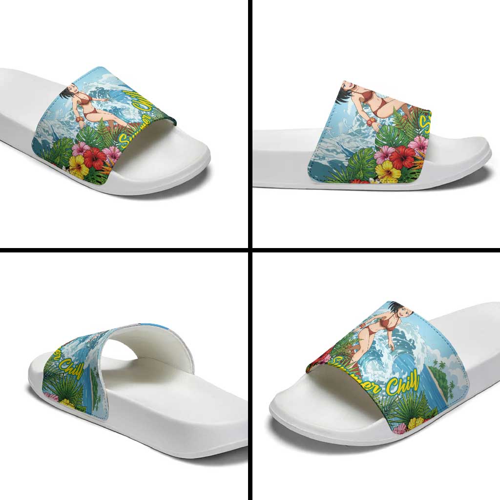Momo Yaoyorozu Summer Chill Slide Sandals Tropical Anime Surf Adventure