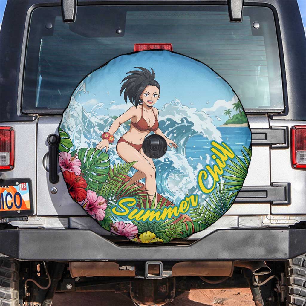 Momo Yaoyorozu Summer Chill Spare Tire Cover Tropical Anime Surf Adventure