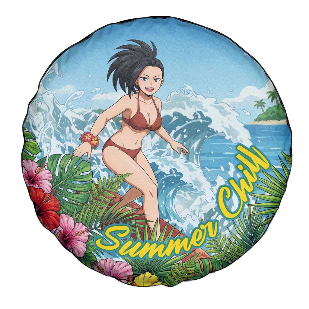 Momo Yaoyorozu Summer Chill Spare Tire Cover Tropical Anime Surf Adventure