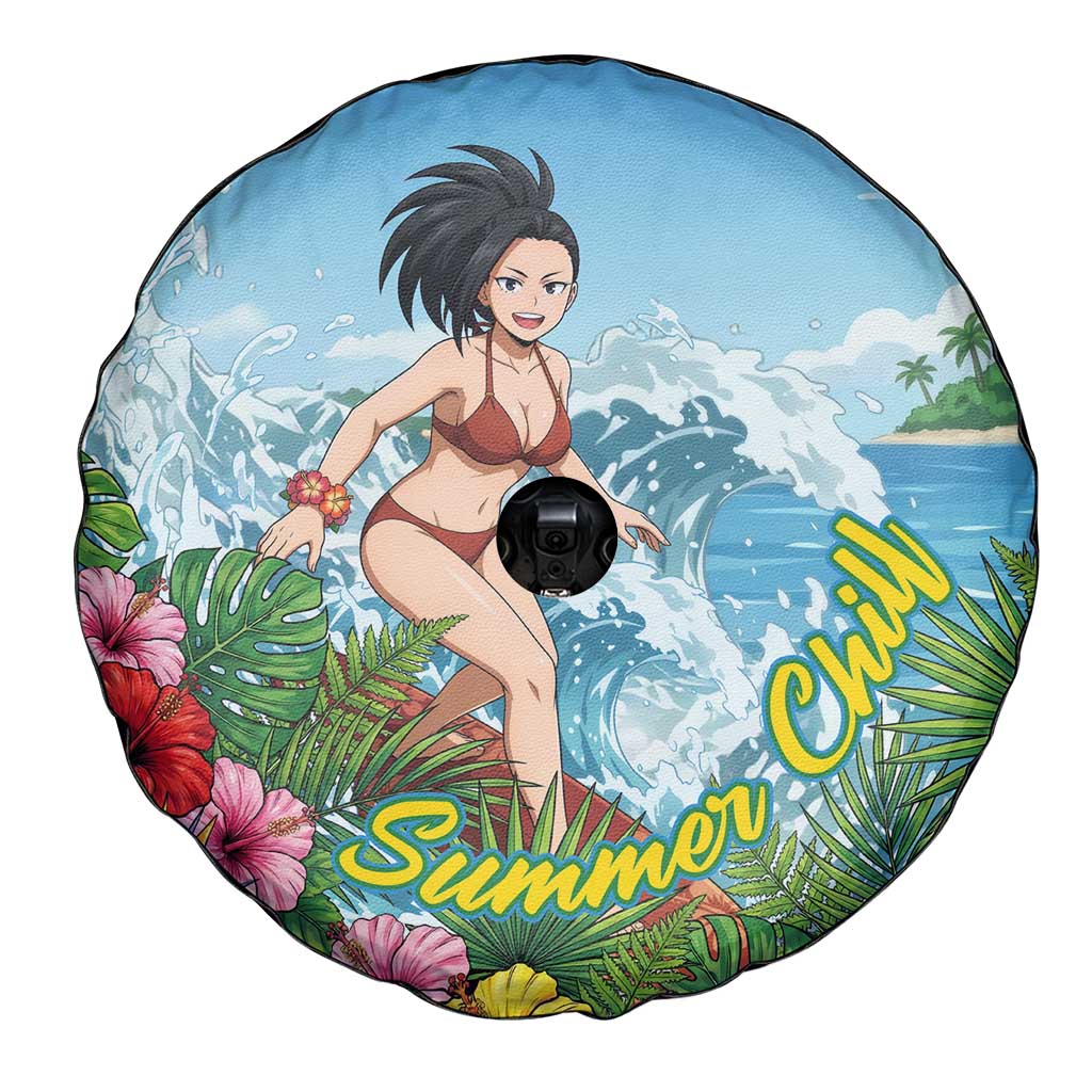 Momo Yaoyorozu Summer Chill Spare Tire Cover Tropical Anime Surf Adventure
