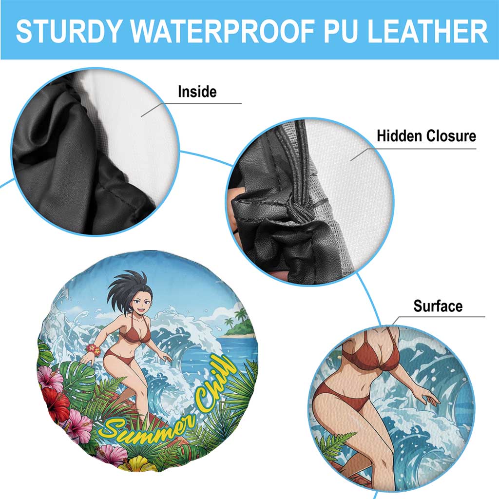 Momo Yaoyorozu Summer Chill Spare Tire Cover Tropical Anime Surf Adventure