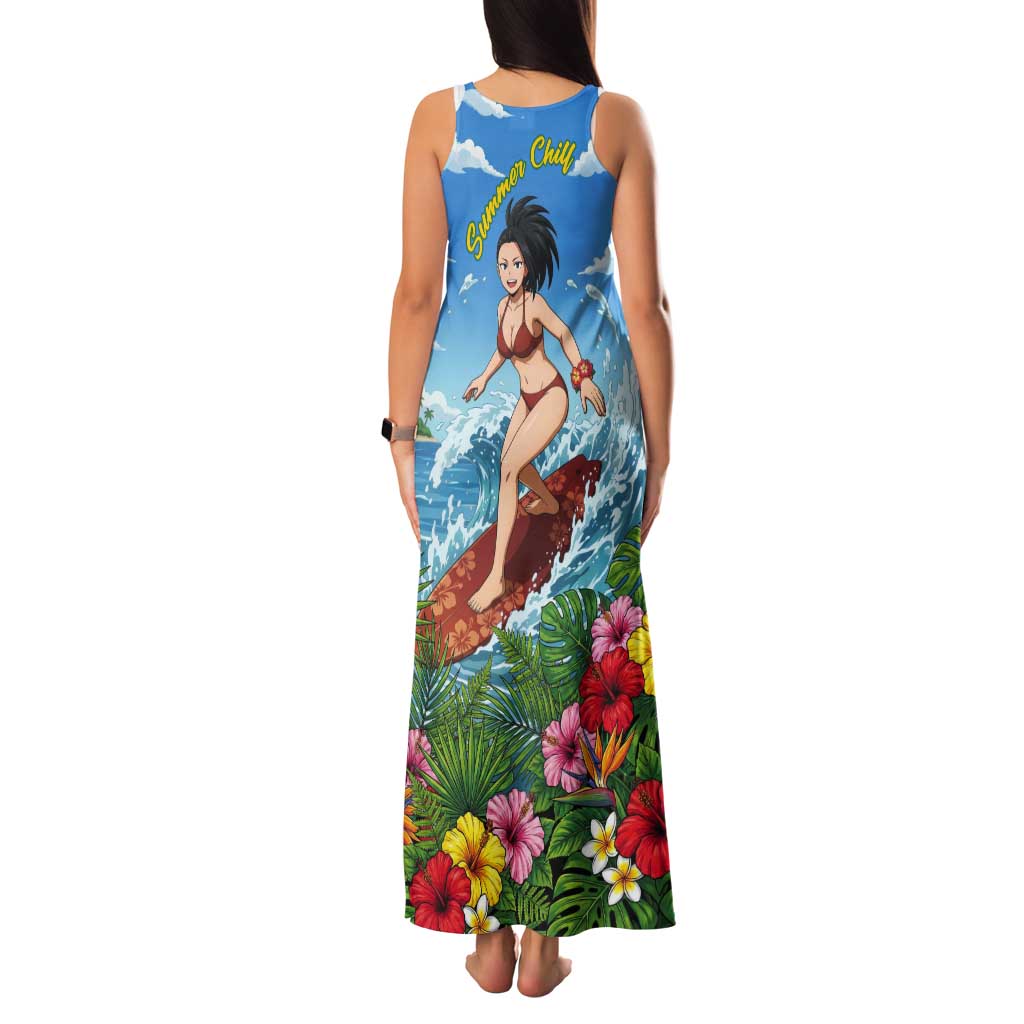 Momo Yaoyorozu Summer Chill Tank Maxi Dress Tropical Anime Surf Adventure