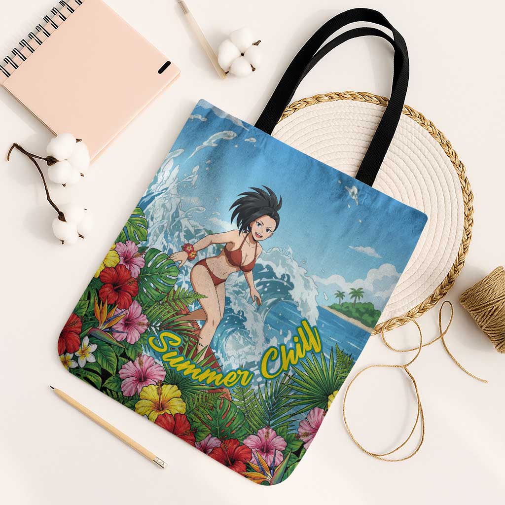 Momo Yaoyorozu Summer Chill Tote Bag Tropical Anime Surf Adventure
