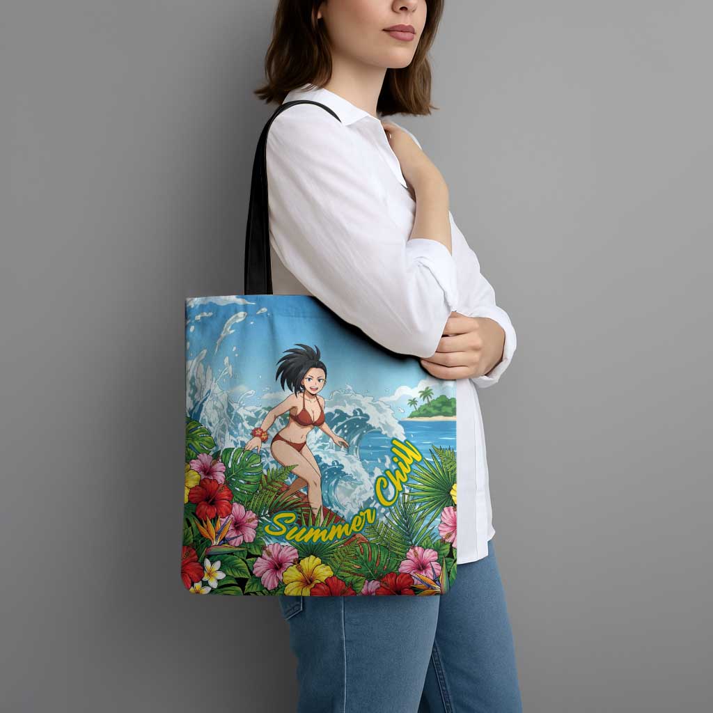 Momo Yaoyorozu Summer Chill Tote Bag Tropical Anime Surf Adventure