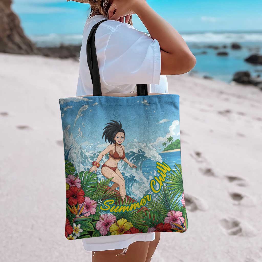 Momo Yaoyorozu Summer Chill Tote Bag Tropical Anime Surf Adventure