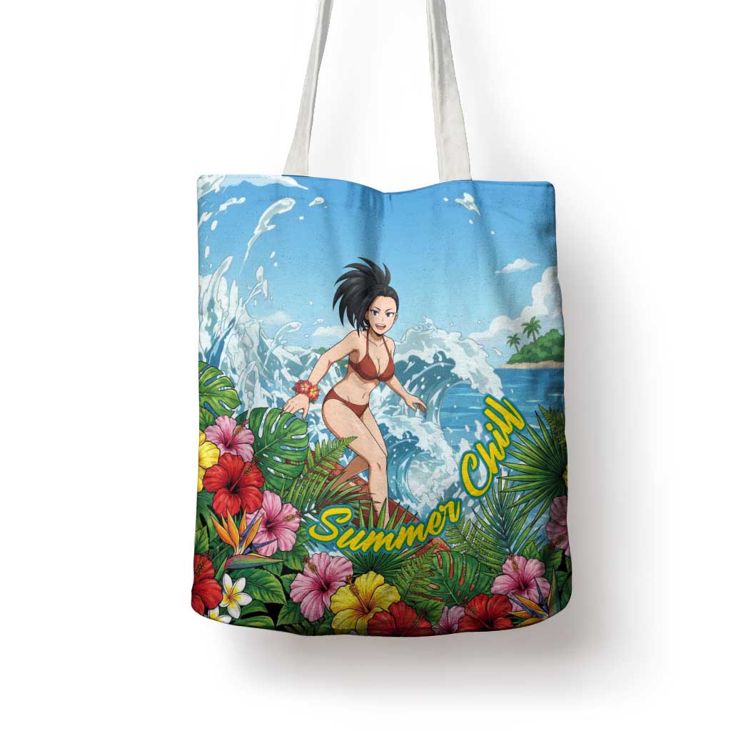Momo Yaoyorozu Summer Chill Tote Bag Tropical Anime Surf Adventure