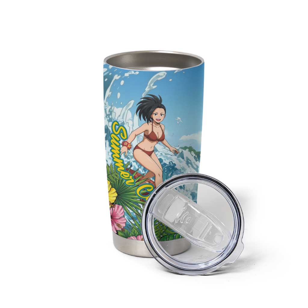 Momo Yaoyorozu Summer Chill Tumbler Cup Tropical Anime Surf Adventure