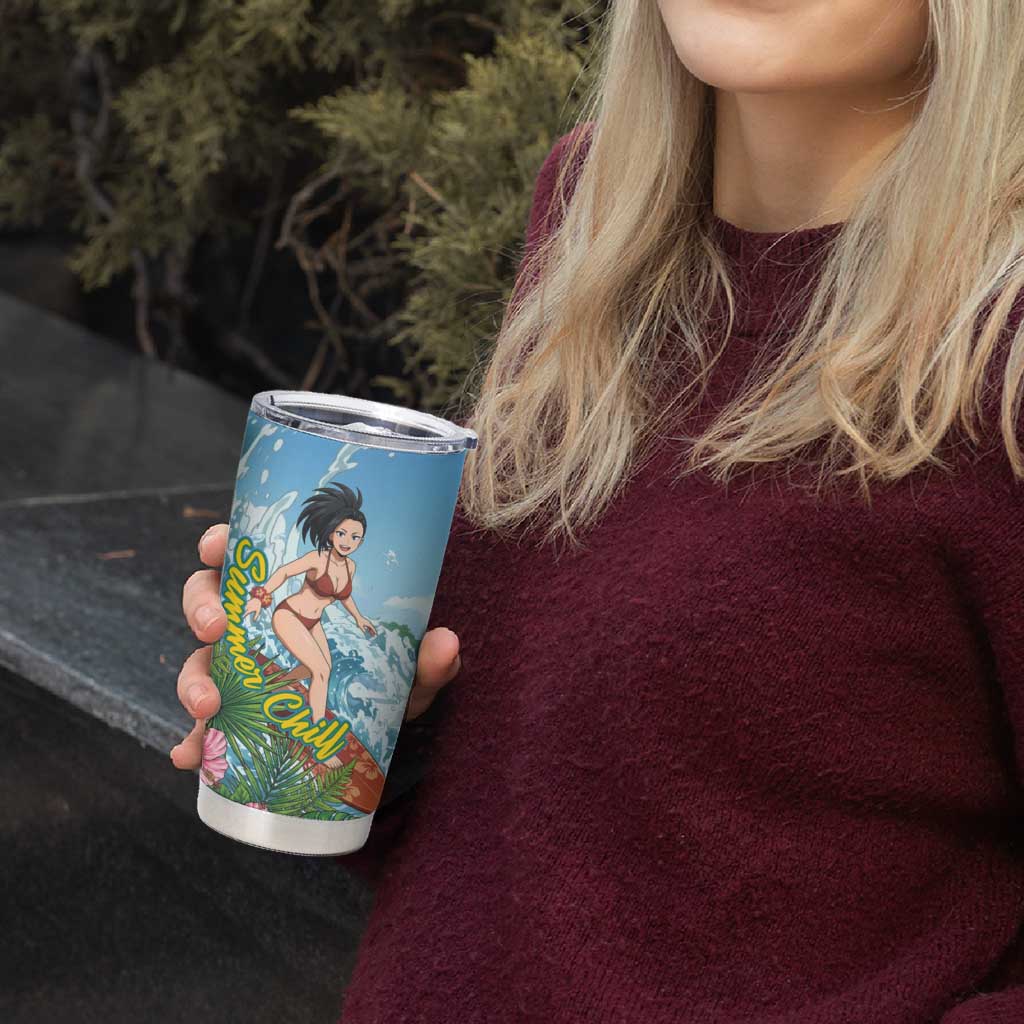 Momo Yaoyorozu Summer Chill Tumbler Cup Tropical Anime Surf Adventure
