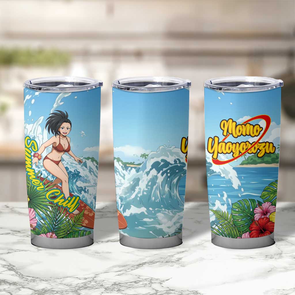 Momo Yaoyorozu Summer Chill Tumbler Cup Tropical Anime Surf Adventure
