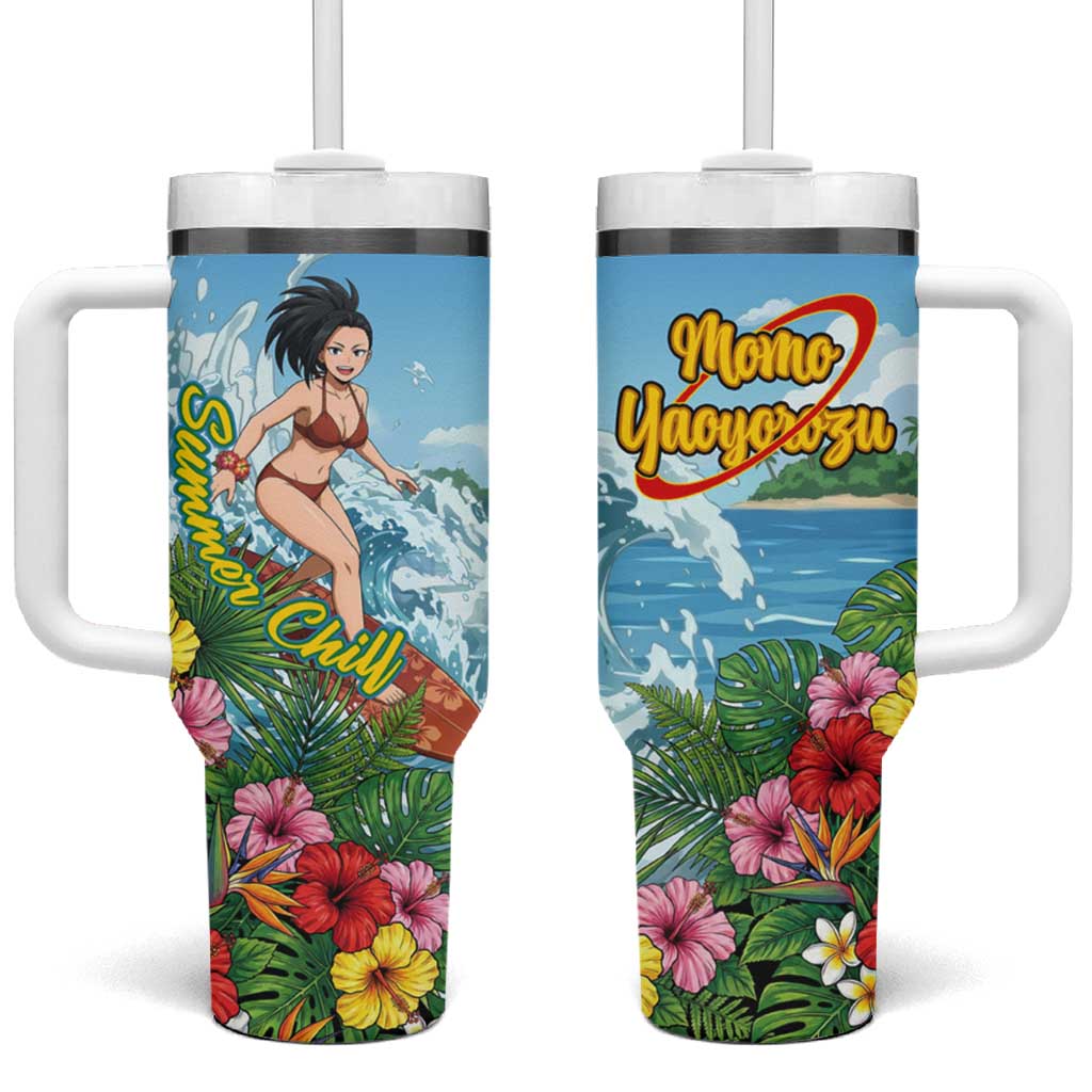Momo Yaoyorozu Summer Chill Tumbler With Handle Tropical Anime Surf Adventure