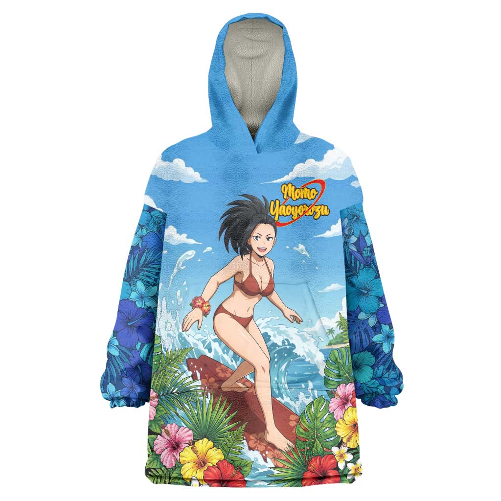 Momo Yaoyorozu Summer Chill Wearable Blanket Hoodie Tropical Anime Surf Adventure