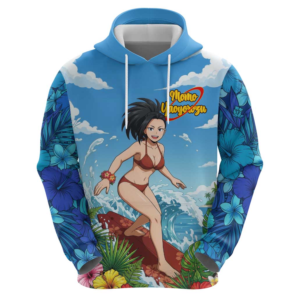 Momo Yaoyorozu Summer Chill Zip Hoodie Tropical Anime Surf Adventure