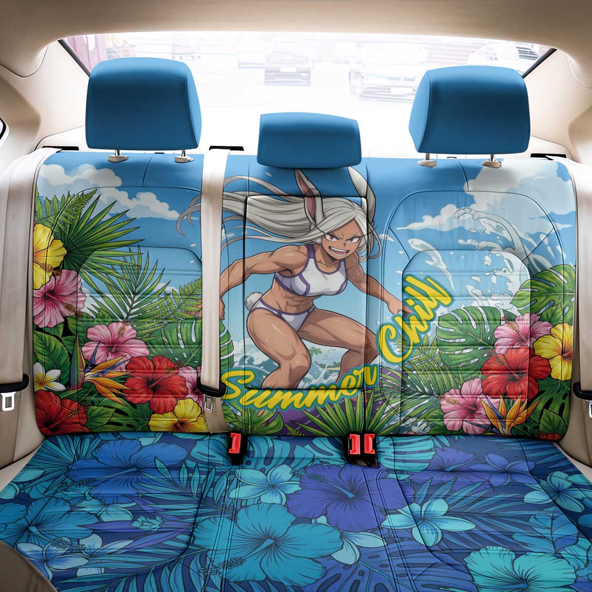 Mirko Summer Chill Back Car Seat Cover Tropical Anime Surfing Power
