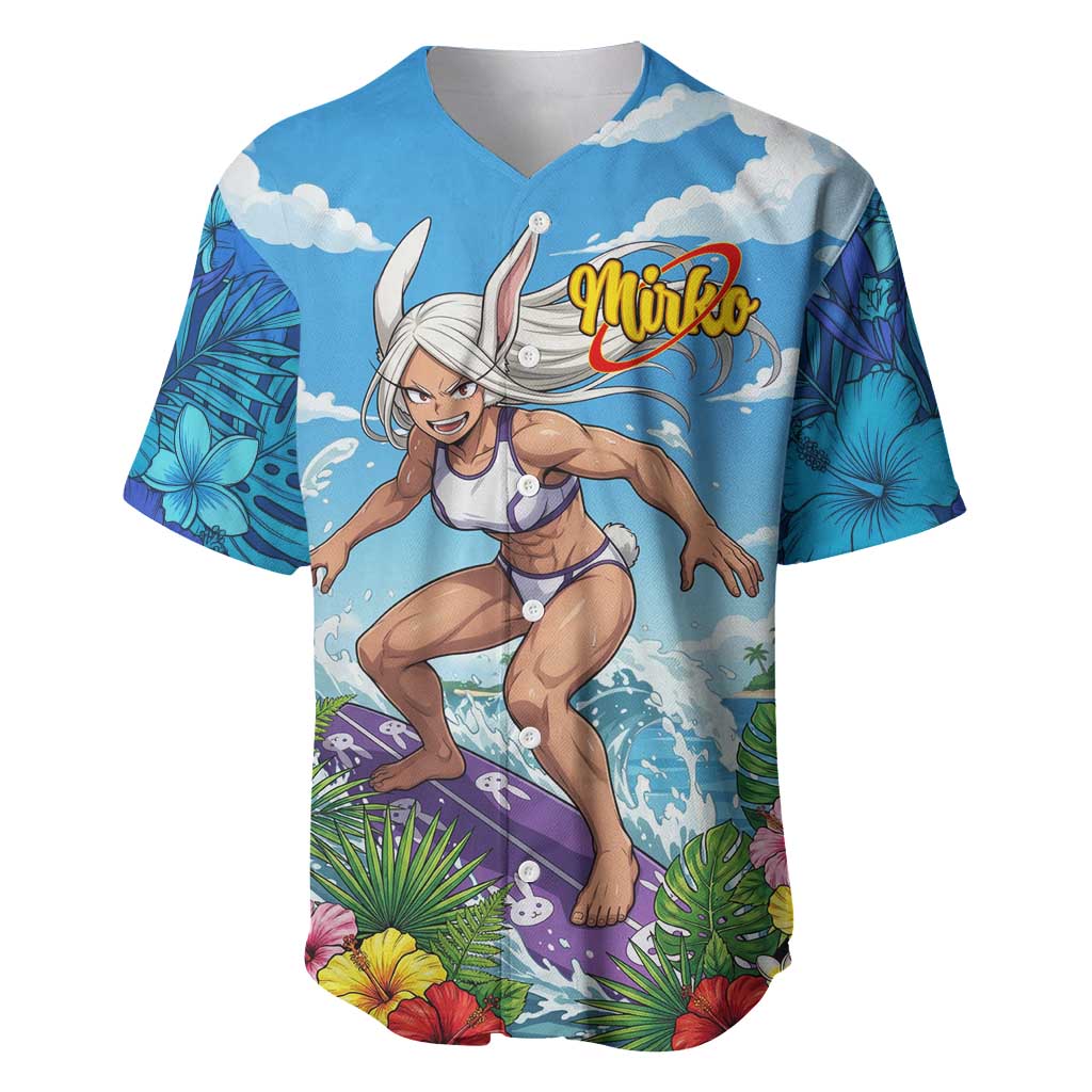 Mirko Summer Chill Baseball Jersey Tropical Anime Surfing Power