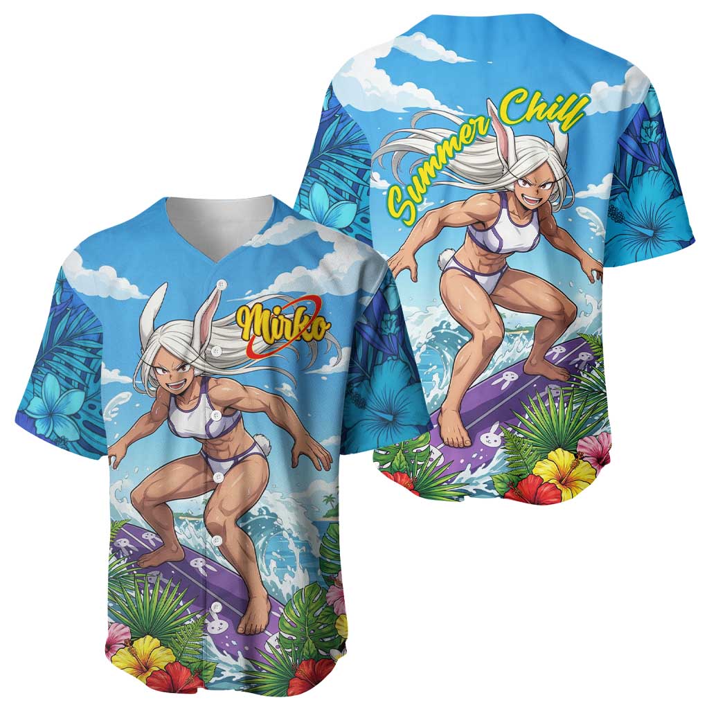 Mirko Summer Chill Baseball Jersey Tropical Anime Surfing Power