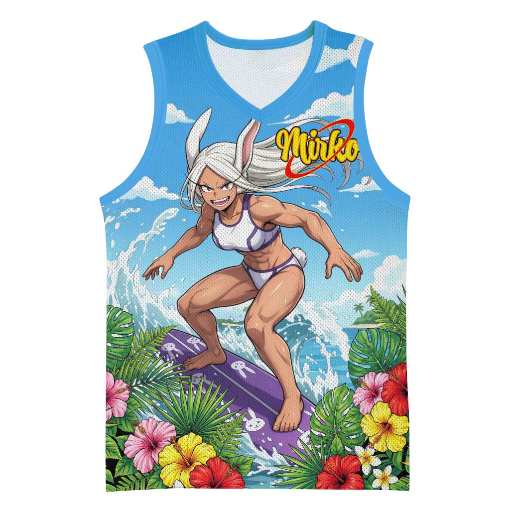 Mirko Summer Chill Basketball Jersey Tropical Anime Surfing Power