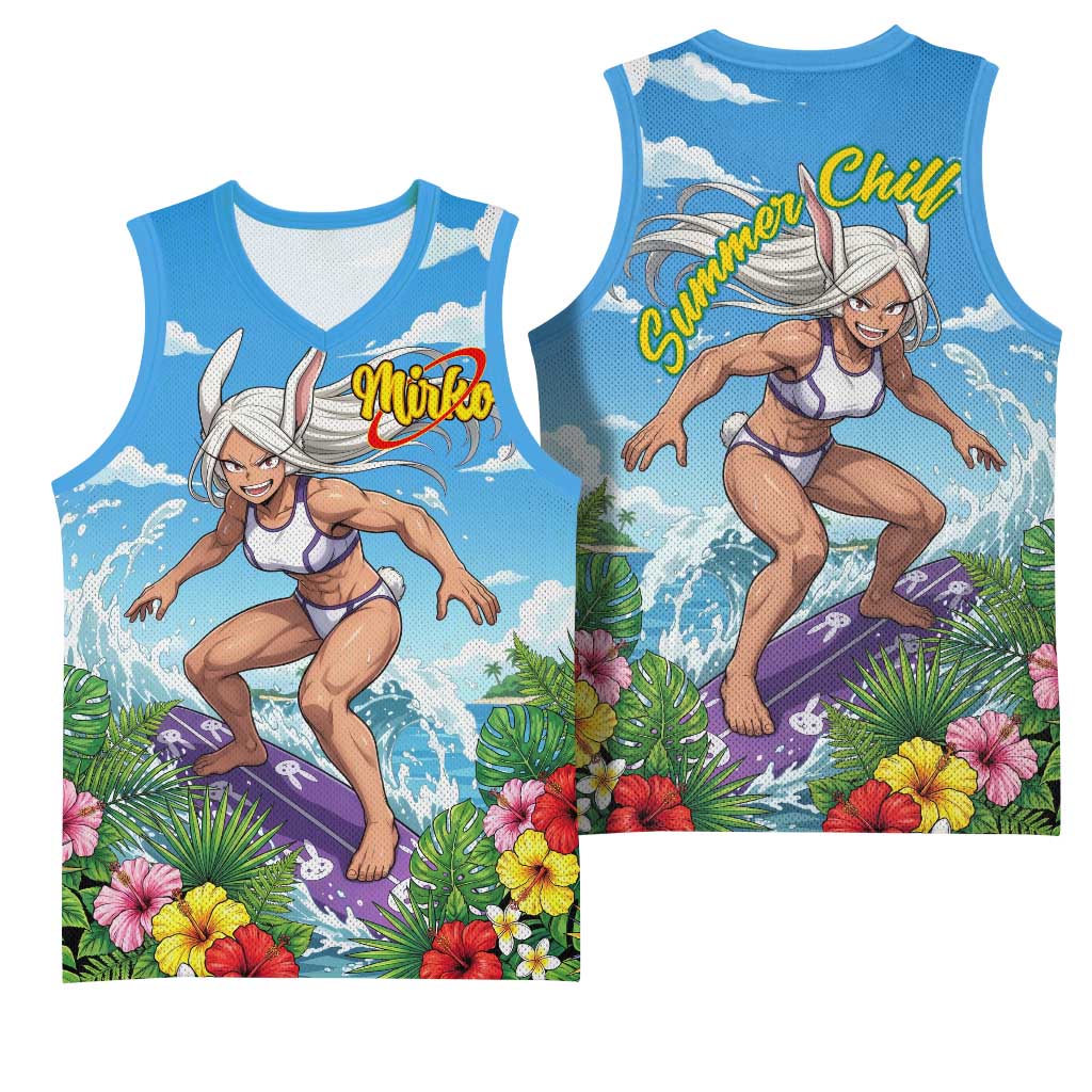 Mirko Summer Chill Basketball Jersey Tropical Anime Surfing Power