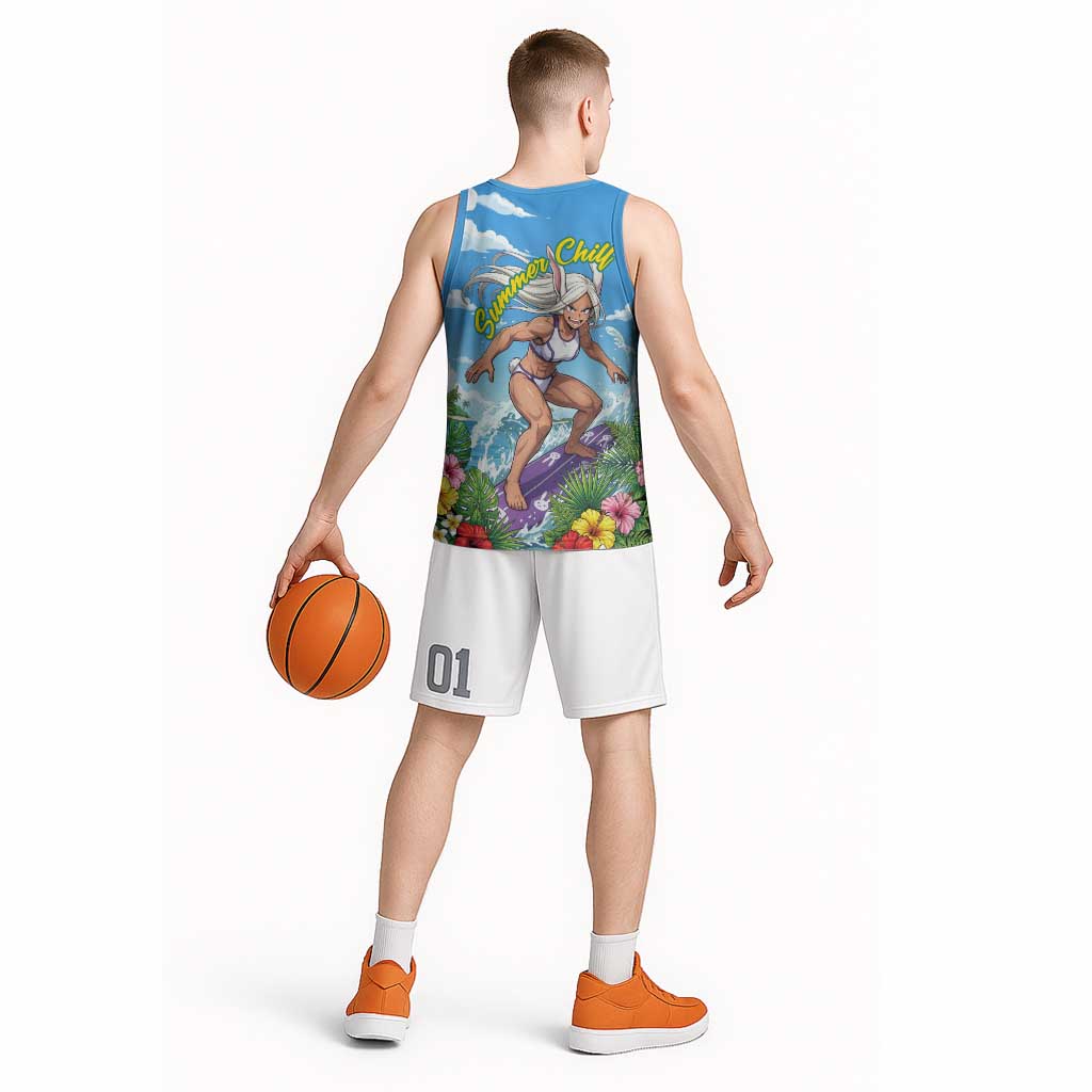 Mirko Summer Chill Basketball Jersey Tropical Anime Surfing Power