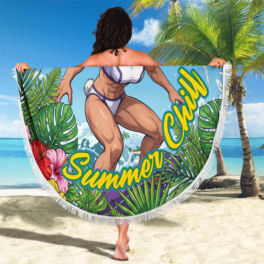 Mirko Summer Chill Beach Blanket Tropical Anime Surfing Power