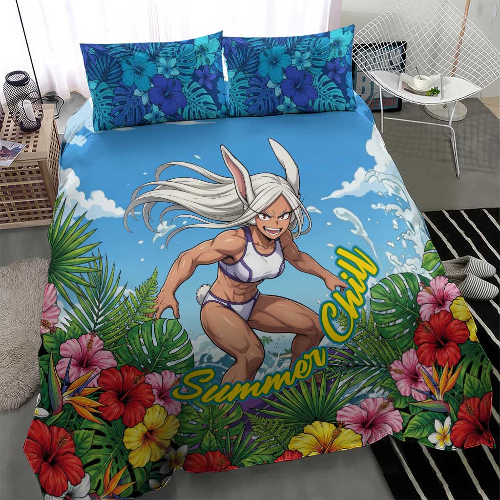 Mirko Summer Chill Bedding Set Tropical Anime Surfing Power