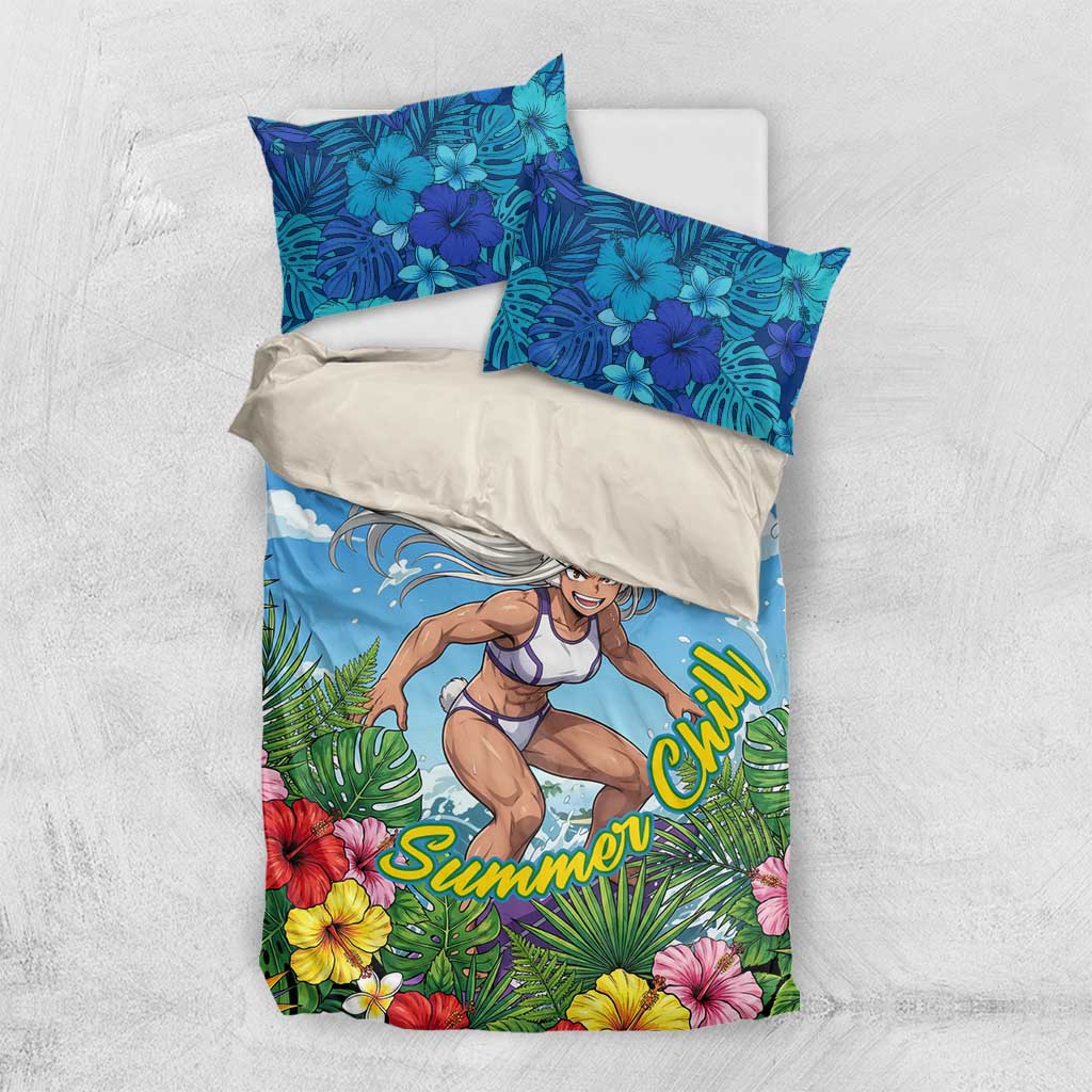 Mirko Summer Chill Bedding Set Tropical Anime Surfing Power