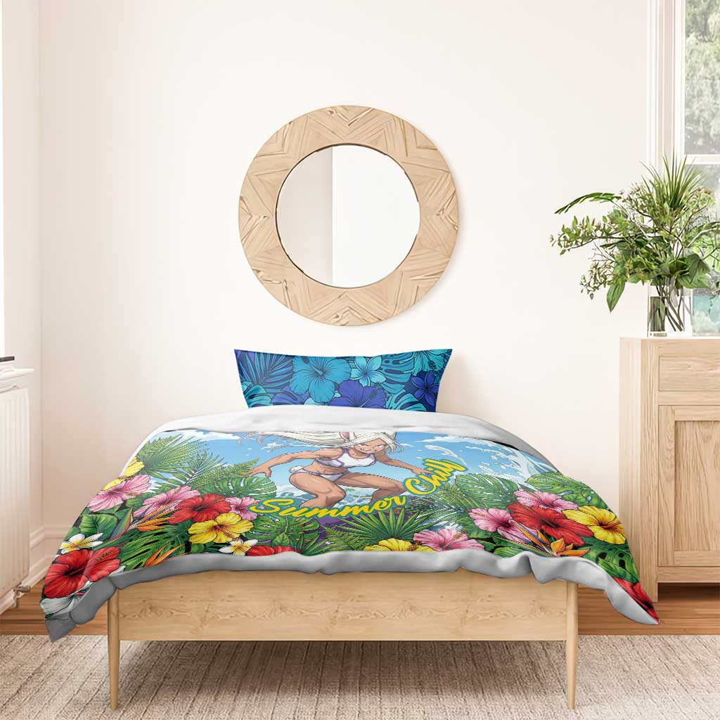 Mirko Summer Chill Bedding Set Tropical Anime Surfing Power
