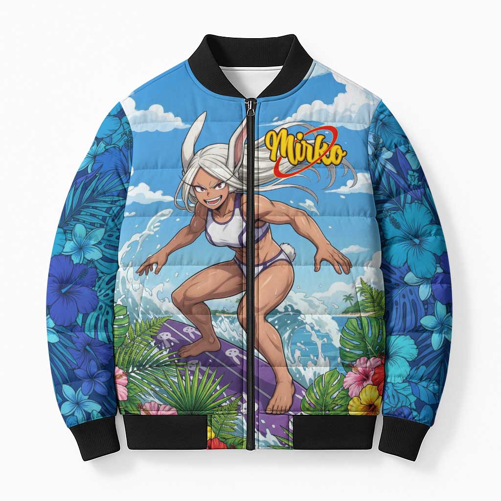 Mirko Summer Chill Bomber Puffer Jacket Tropical Anime Surfing Power