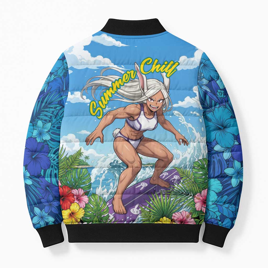 Mirko Summer Chill Bomber Puffer Jacket Tropical Anime Surfing Power
