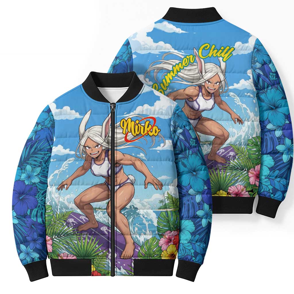Mirko Summer Chill Bomber Puffer Jacket Tropical Anime Surfing Power