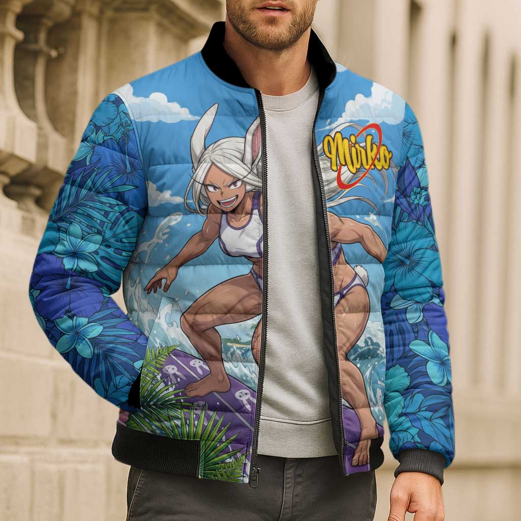 Mirko Summer Chill Bomber Puffer Jacket Tropical Anime Surfing Power