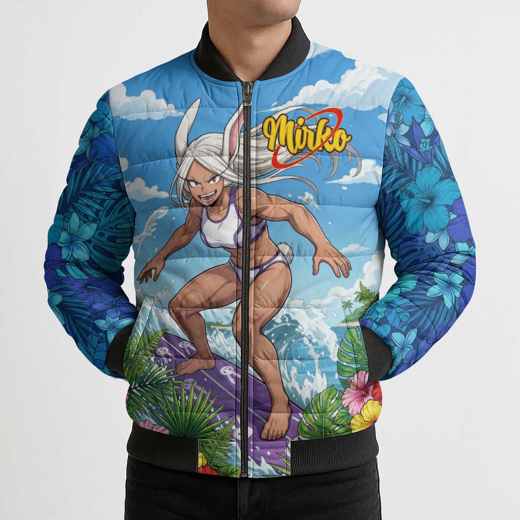 Mirko Summer Chill Bomber Puffer Jacket Tropical Anime Surfing Power
