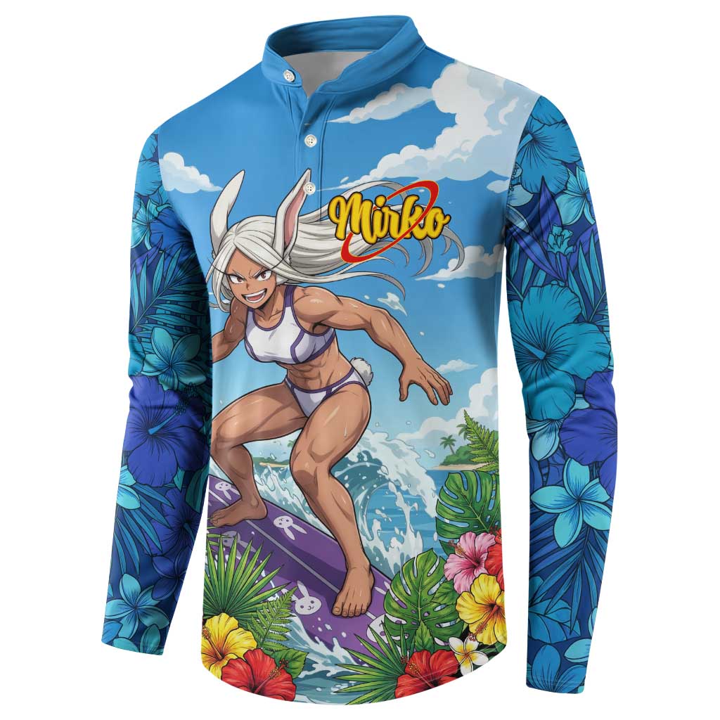 Mirko Summer Chill Button Sweatshirt Tropical Anime Surfing Power