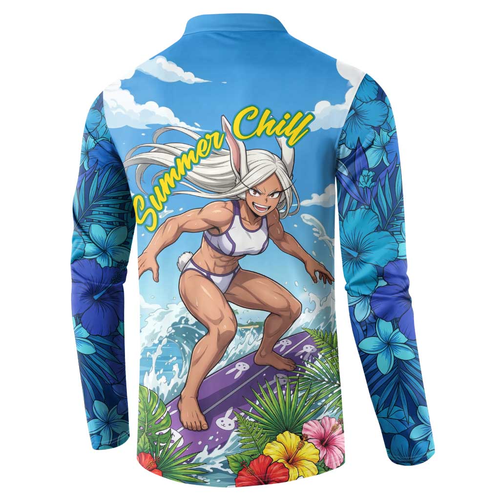 Mirko Summer Chill Button Sweatshirt Tropical Anime Surfing Power