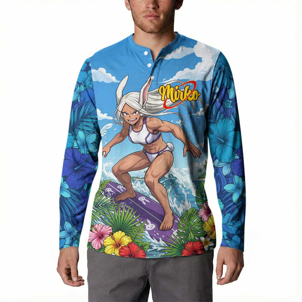Mirko Summer Chill Button Sweatshirt Tropical Anime Surfing Power